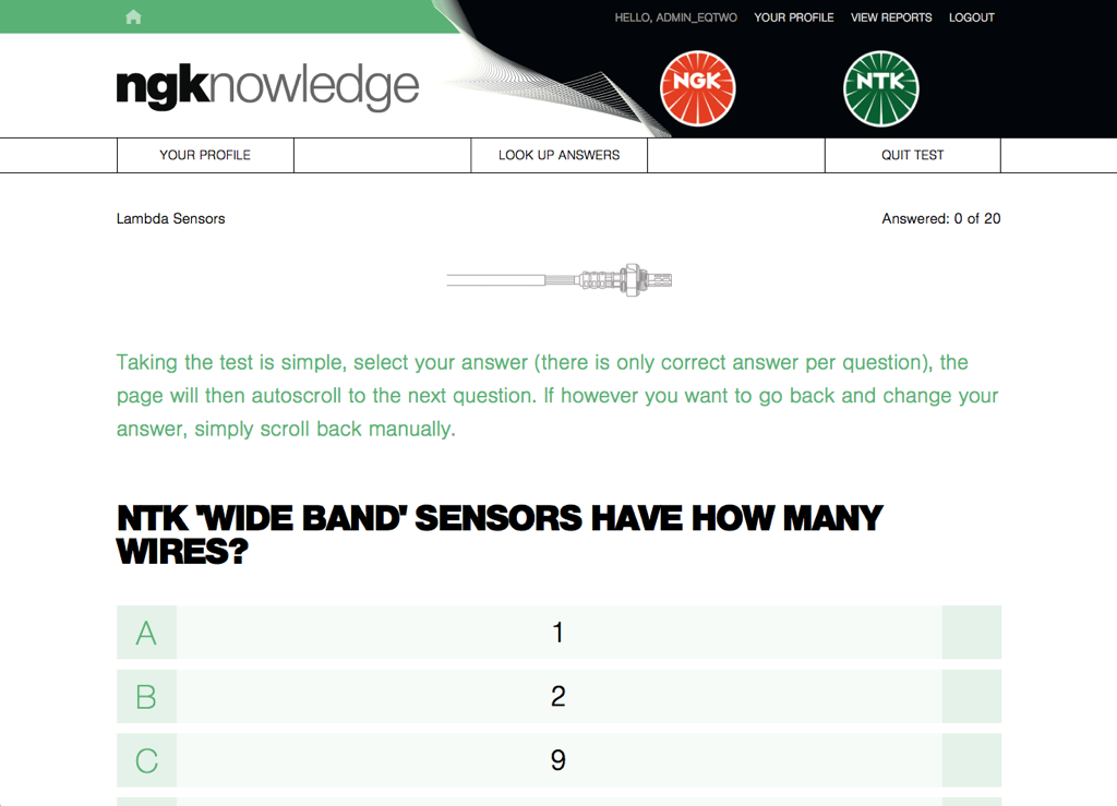 NGK Knowledge Quiz